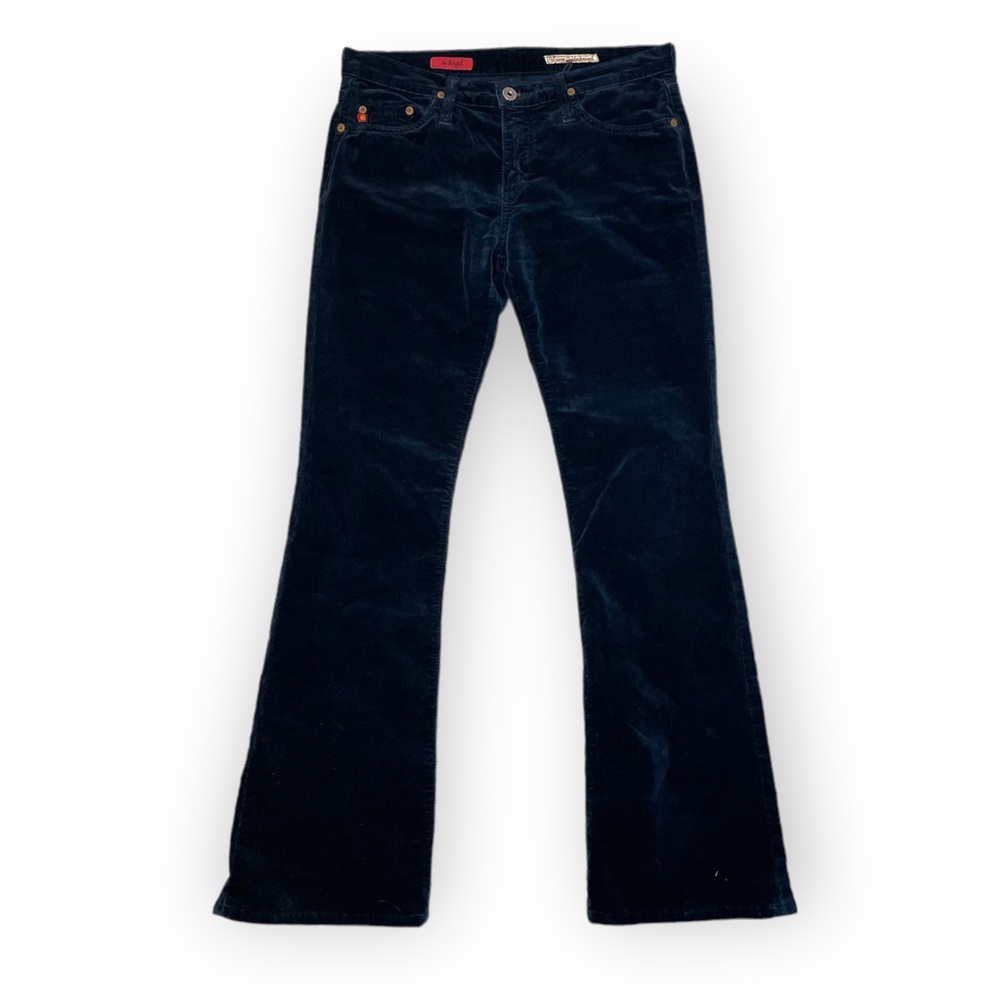 🌸 AG Adriano Goldschmied Navy Low rise Velvet Flare Pants Y2K 90s size 28 🌸